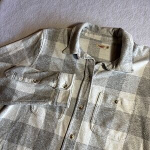 Faherty Legend Sweater Shirt Womens Small Grey White Plaid Button Up WKH2113-WGB